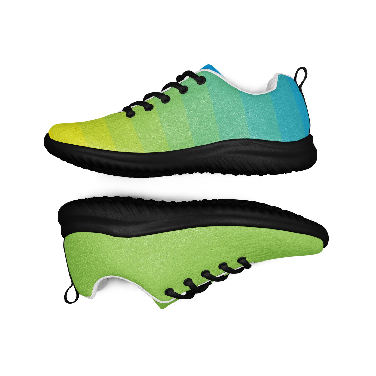 MINE-The Movement colorful athletic shoes in green blue gradient with black soles and laces