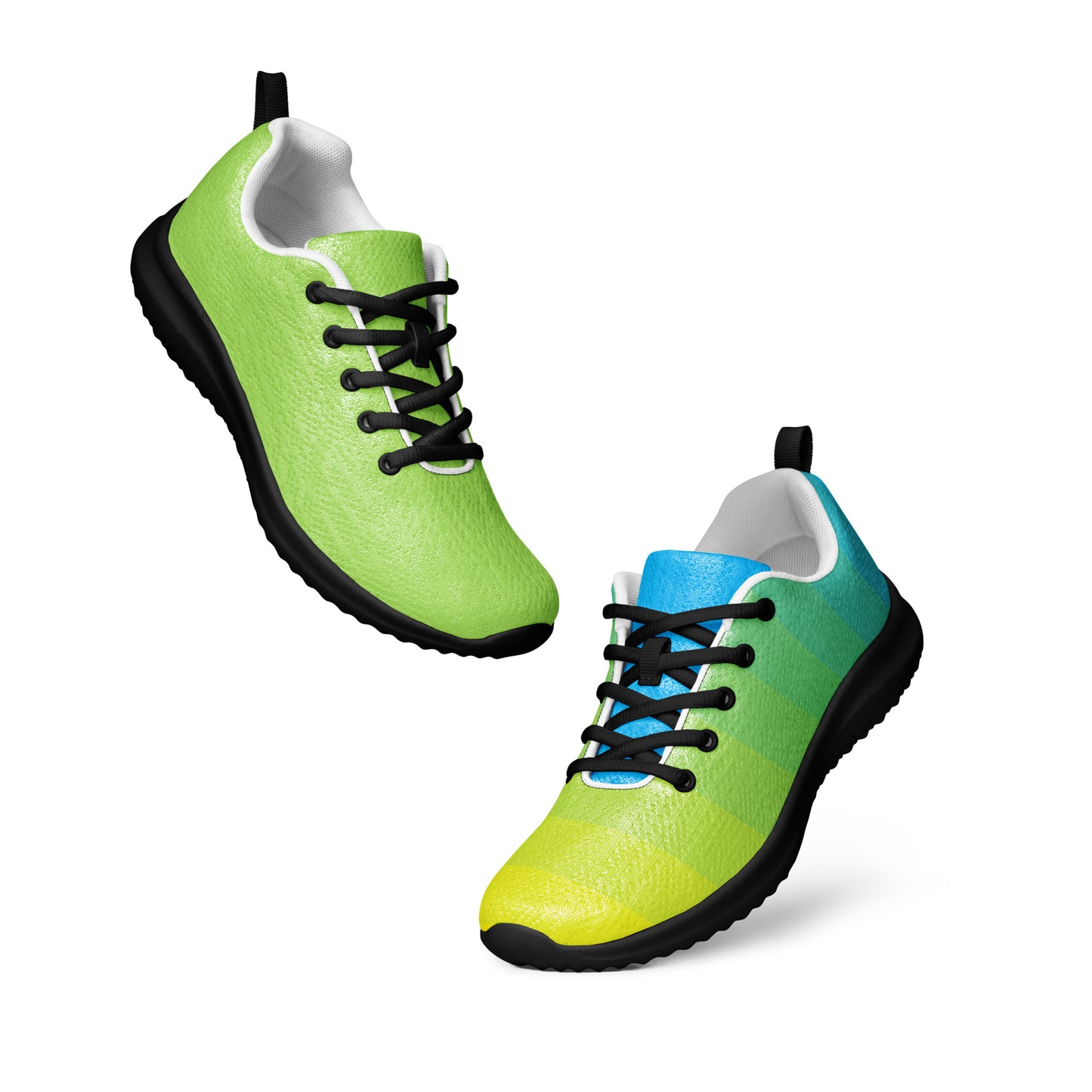 MINE-The Movement colorful athletic shoes in green and blue gradient with black laces and soles