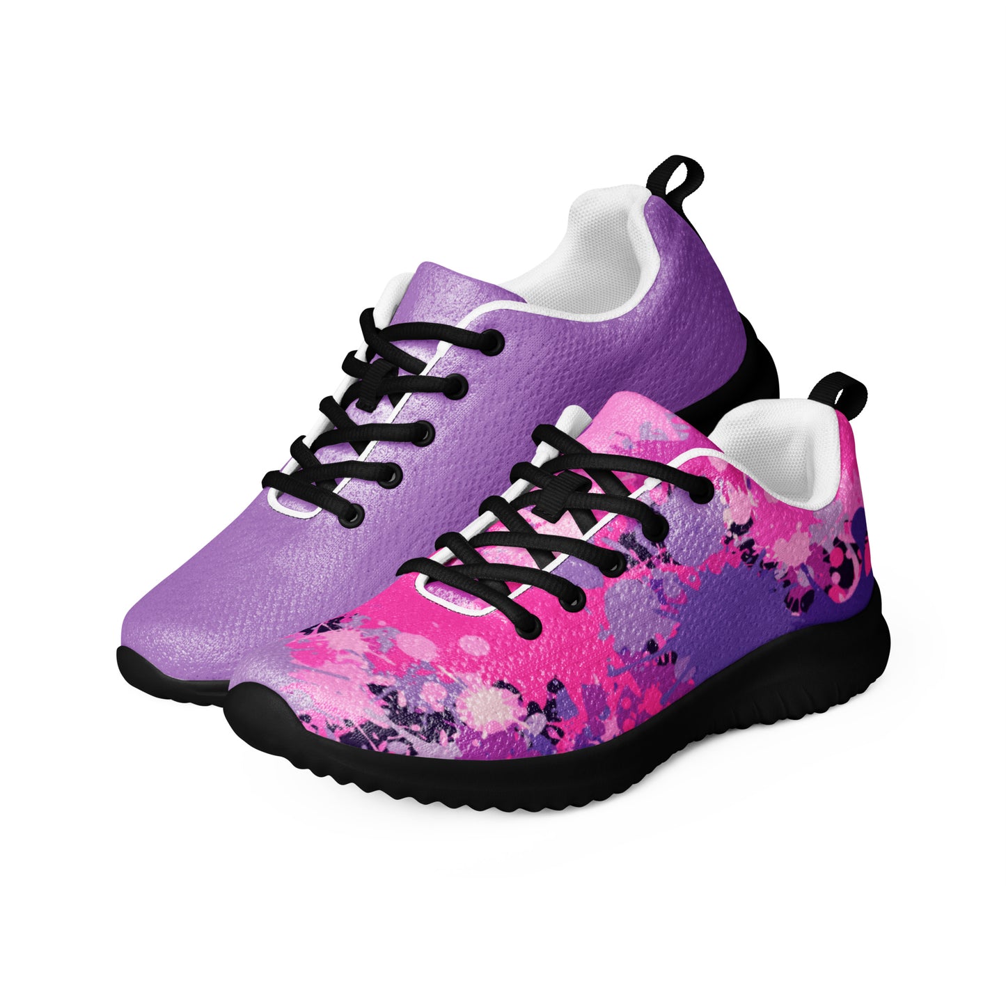 Fashionable gym shoes for women in purple and pink with black soles and laces by MINE The Movement
