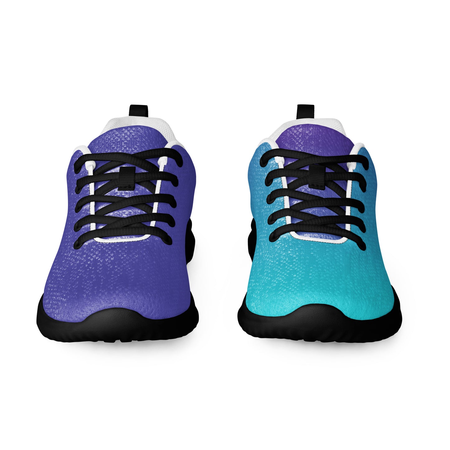 MINE The Movement mismatched womens athletic shoes with one purple and one teal sneaker