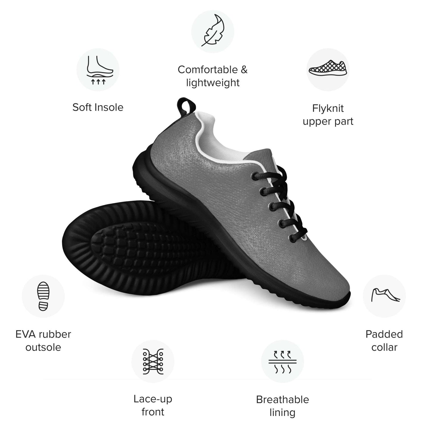 MINE- The Movement womens athletic shoes in gray with soft insole, flyknit upper, and breathable lining