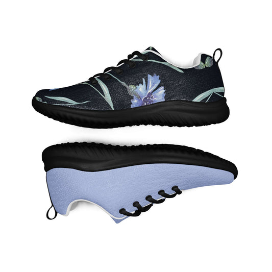 MINE- The Movement floral design athletic shoes for women with black soles and light blue accents