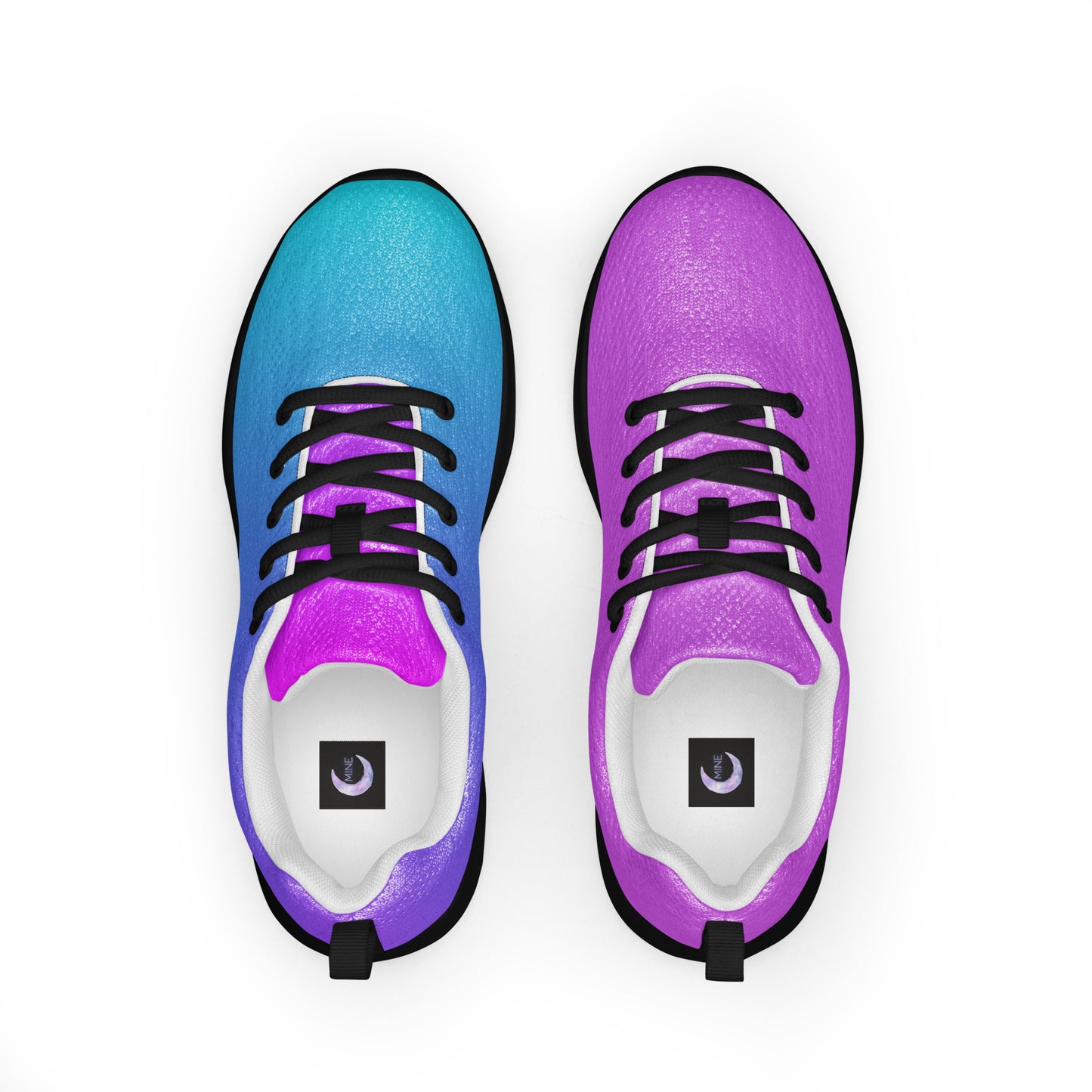 Colorful running shoes for women in blue and purple gradient with black laces by MINE The Movement