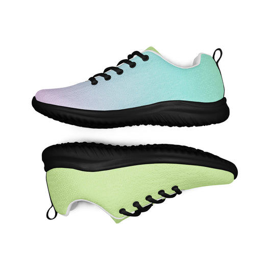 Colorful womens running shoes by MINE-The Movement with pastel gradient and black soles