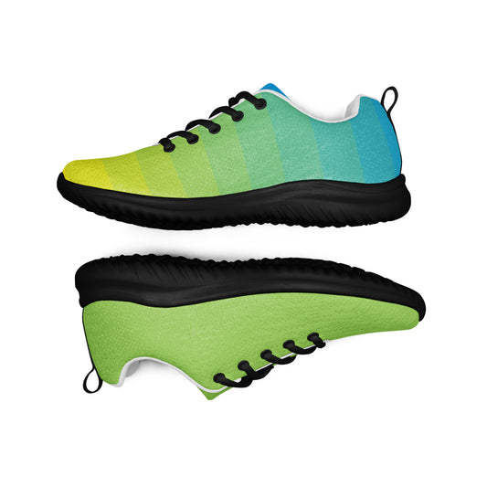 MINE- The Movement empowering workout sneakers with gradient green to blue design and black soles