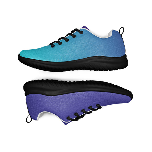 MINE- The Movement mismatched womens athletic shoes with blue and purple gradient design and black soles