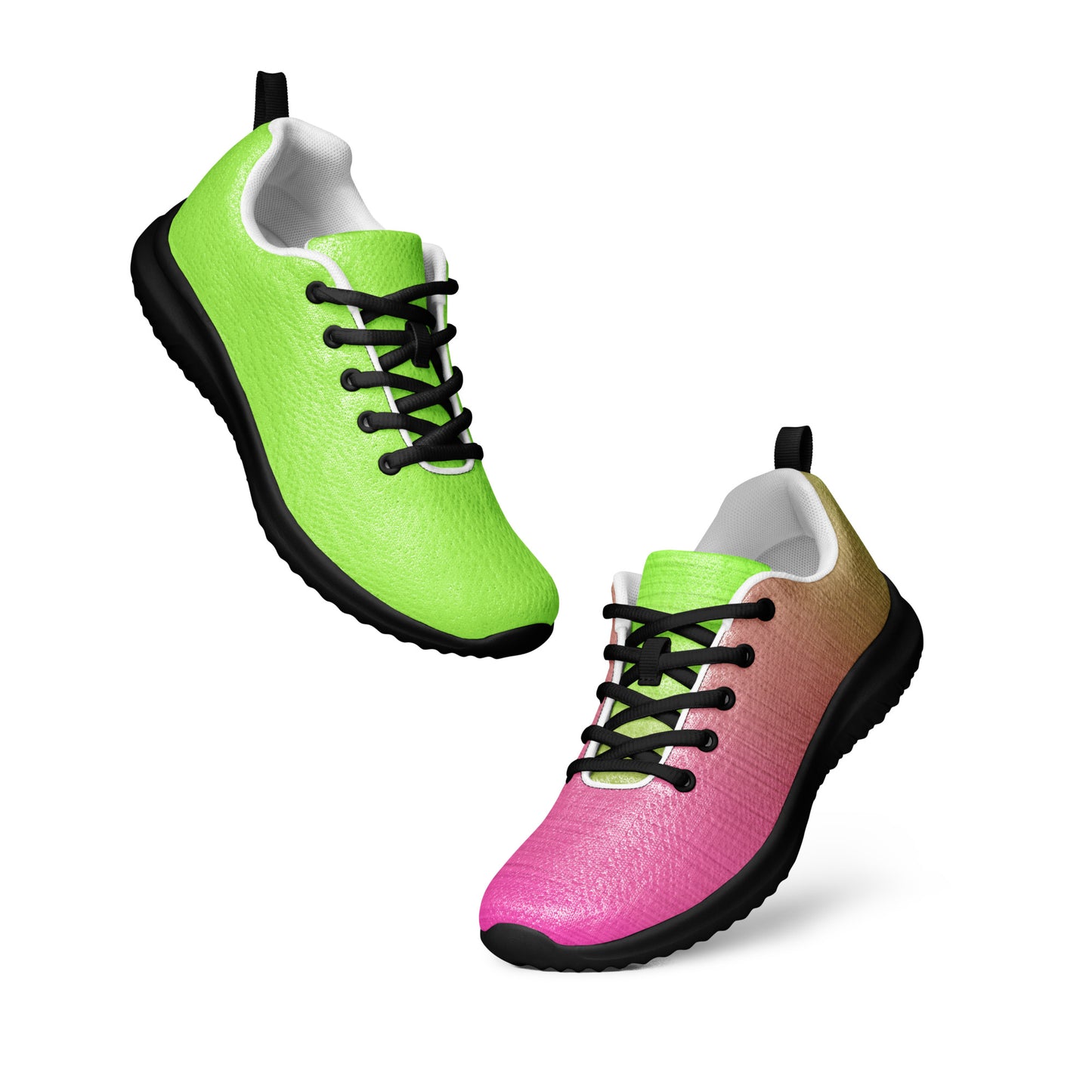 MINE- The Movement statement athletic footwear for women in gradient green and pink with black soles and laces