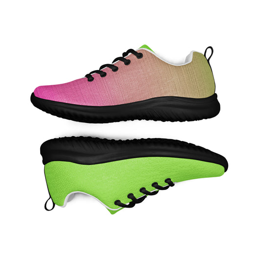 MINE-The Movement statement athletic footwear for women in pink and green with black soles and laces