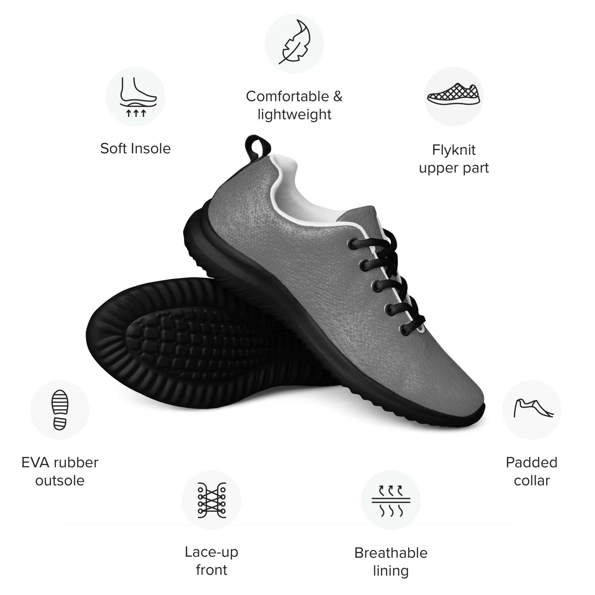 MINE- The Movement womens athletic shoes in gray with soft insole, flyknit upper, and breathable lining